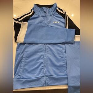 Adidas Light Blue, White, and Black Track Jacket